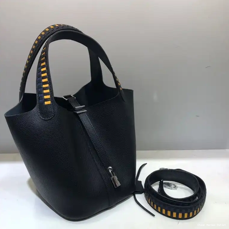 Hardware Leather Bag Epsom Tressage Palladium In Hermes Black Picotin Lock 0502